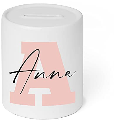 Liebtastisch - Personalisierte Spardose Kinder mit Name und Anfangsbuchstaben - spardose Mädchen/Jungen Geschenke zur Taufe - Geburtstag/Weihnachten/Einschulung - Geldgeschenk (Rosa)