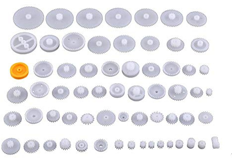 1 Set Zahnriemenscheiben-Kits Kunststoffgürtel-Schneckenkits Zahnradsatz DIY Modell-Zahnriemenscheiben-Teile Modellbau-Zubehör für Autos Roboter(64 Arten Gear-Kit)