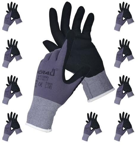 kör4u 5 Paar atmungsaktive Arbeitshandschuhe I universell einsatzbare Schutzhandschuhe mit Beschichtung I für jeden Einsatz den passenden Handschuh I für KFZ-, Garten-, Bauarbeiten (L, Elite 1000)