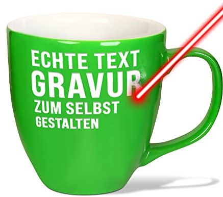 Print Royal XXL Jumbotasse gravieren, Hochwertige Porzellan-Tasse mit Gravur, hochglänzende Oberfläche, in Spring Green, 400 ml | Personalisiertes Geschenk