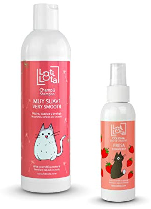 LOTI LOTA Pack Champú Muy Suave y Colonia para Gatos Fresa - Máxima protección - Nutre y Protege el Pelaje - Rico Aroma a Fresa - Champú 500 ml + Colonia Fresa 125 Ml