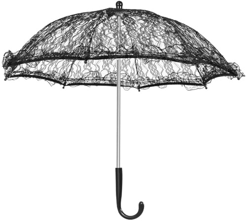 GANAZONO Romantic Lace Embroidery Sun Umbrella for Wedding Flower Girl Small Vintage Bridal Umbrella Craft Flowers Lace Shading Device Black