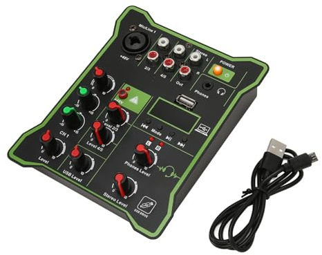 Mini Mezclador de Sonido, Mezclador de Audio Profesional sin Pérdidas de Aleación de Aluminio, Tablero de Mezcla Compacto Multifuncional de 3 Fuentes de Alimentación para