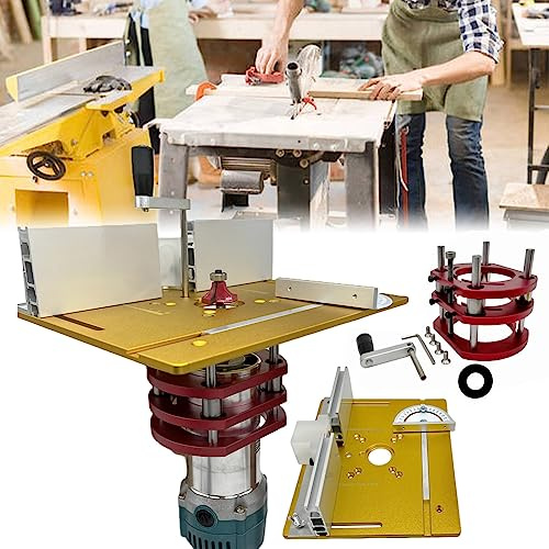 FUYAO Router Lift Aluminium Router Tisch Insert Platte Frästisch Für Oberfräsen Set Frästisch Einlegeplatten Präzise Router Lift Für Holz Router Trimmen Maschine Werkbänke