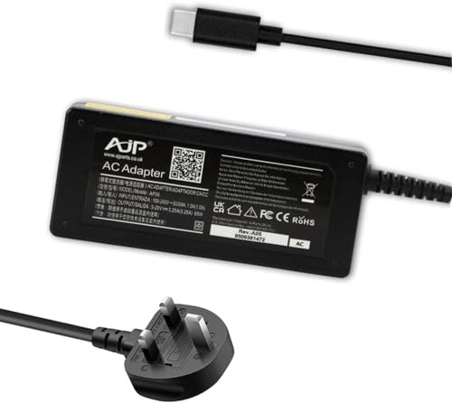 New 65W Type C Charger Compatible with Acer Swift 3 SF314-512-53L0 NXK0FAA003 Laptop USB-C Power Supply Ac Adapter With UK Cable
