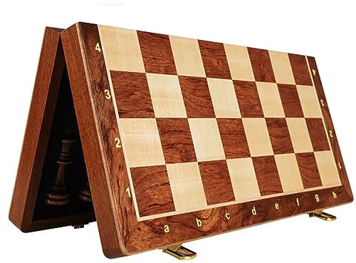 TsoLay Schach Tragbares faltbares Schachspiel aus Holz zur Aufklärung, leicht zu transportierendes Lernspielzeug, Schachspiel, perfekt für Kinder, Anfänger und Erwachsene Tragbares Reiseschach