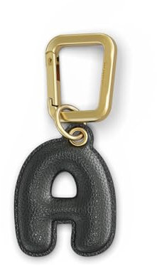 UNTAGS - Charm Buchstabe A - Material mit Ledereffekt - Inklusive Goldener Metallschnalle - Schwarz