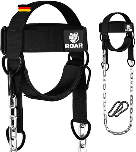 Roar® Imbracatura sollevamento pesi Allenatore per sollevamento pesi Cintura spessa Collo per sviluppo allenamento Cappello Resistenza Forza Costruttore muscolare Catena Esercizio Sollevamento