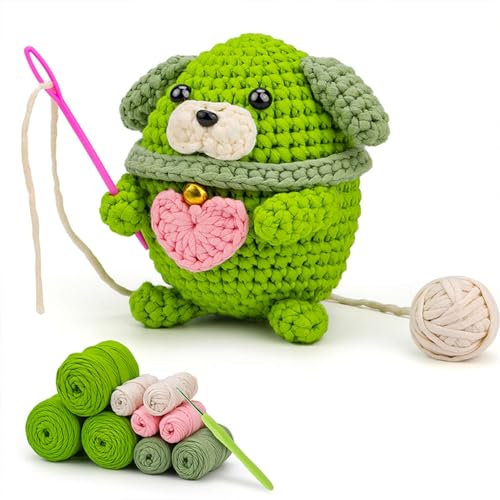 GIBZ Hund Häkelset für Anfänger Erwachsene Kinder Häkel und Strickset mit Anleitung Diy Tier Häkelnadeln Set Ergonomische Handwerkskunst