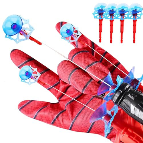 Liuer Spider Launcher Handschuh, 2PCS Spider Hero Handschuhe,Spider Spielzeug Handschuh,Handgelenk Spielzeug Set,Spider Web Shooter,Held Launcher,Lustiges Lernspielzeug Kostüm Requisiten für Kinder