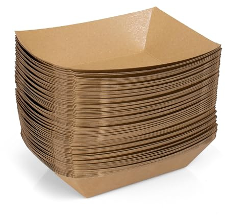 ANTETOK Disposable Paper Dishes, Paper Serving Boat, Cardboard Tray Perfect for Food Display Convenient Plates Dishes Boxes Take Out Trays Party Home Dinner BBQ and Camping (16cm 100pcs)