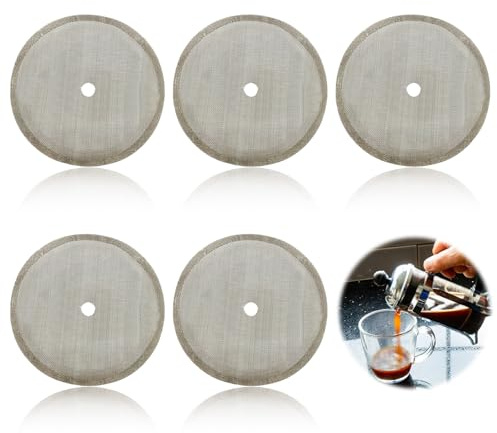 Lot de 5 filtres de rechange en acier inoxydable pour cafetière à piston 800-1000 ml tasses