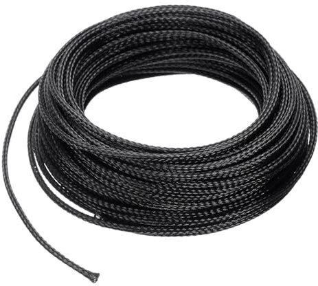 QUARKZMAN 100 Ft - 1/8 Pouce Gaine de Câble Tressée Extensible, Protecteur de Cordon de Gestion de Câble en Pet, Tube de Rangement de Câble pour TV Ordinateur Audio Appareils Bureau, Noir