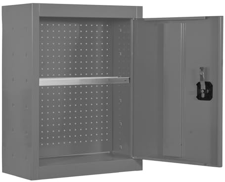 SimonRack Armoire à Outils, boîte à Outils métallique, 650 x 500 x 275 mm, avec clé, 1 étagère, Gris - Cabinet Tool