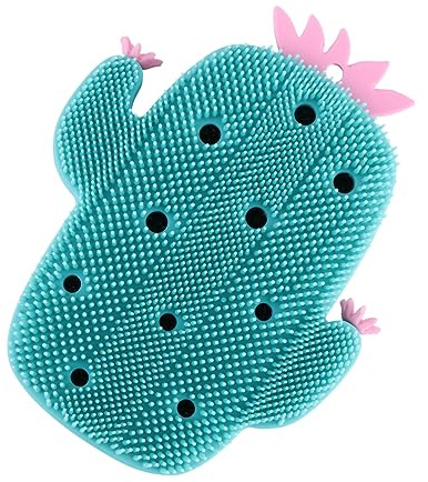 MERRYHAPY Spazzola Per Doccia A Forma Di Cactus Scrub Schiena E Esfoliante Per Corpo Strumento Multiuso Per Bagno Morbido E Delicato Verde Scuro