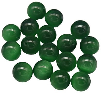 NKGWQ12mm 20~100pcs Cat's Eye Stone Non -Porosity Round Beads Half -Hole White Ball Bead Spot Spot Bead DIY Jewelry Accessories Synthetic Semi -Gemstone