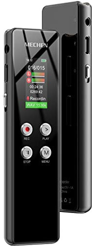 MECHEN 64GB Diktiergerät, One-Touch-Aufnahme, Sprachsteuerung, 1536kbps Tragbares Digitales Voice Recorder, USB C, für Interviews/Klassen/Meeting (V01)