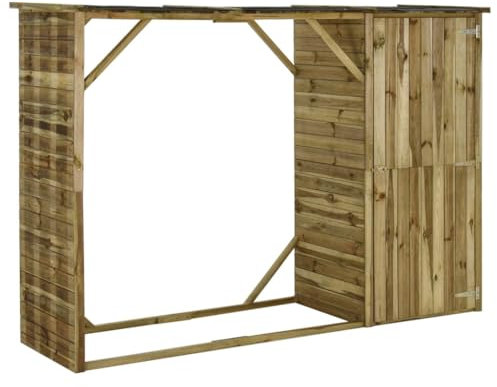 Furniture Select-Garden - Cobertizo de madera de pino para leña (253 x 80 x 170 cm)