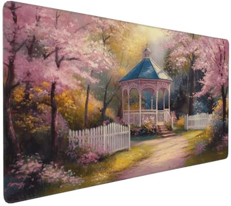 Gaming Mauspad XXL Garten Mousepad 1000x500x4mm Baum Verlängertes Mauspad Schreibtischauflage,Genähte Kanten Mauspad,Verbessert Präzision und Geschwindigkeit Wasserdicht Geeignet für Büro und Spiele