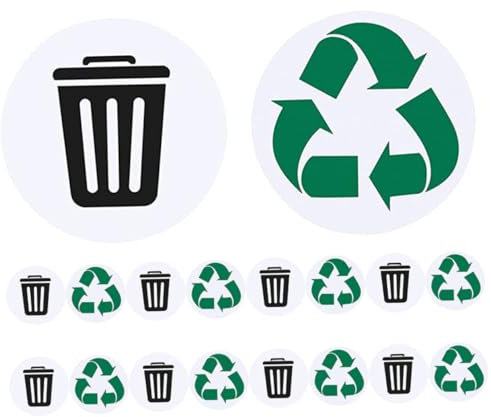 Parliky Müll-recycling-aufkleber Wasserfestes Recycling-schild Abfallbehälteretiketten Selbstklebende Abfallbehälter Pvc Mülltrennungs-etikettenaufkleber Müllklassifizierungs-schildaufkleb