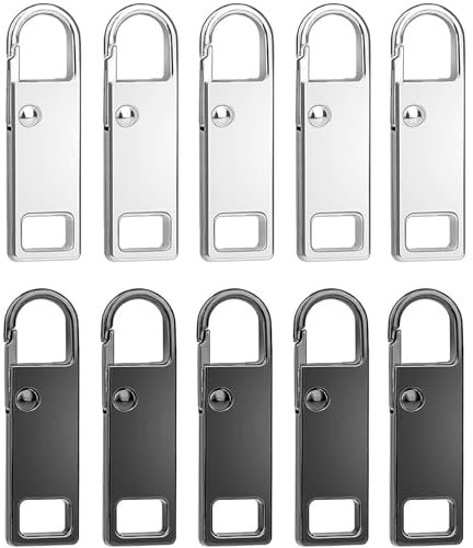 Keratobleem 10 Stück Metall Reißverschluss Zipper Pull, Abnehmbares Metall Zipper Pull, Reißverschluss Ersatz, für Geldbörse, Kleider, Jeans, Koffer, Gepäck