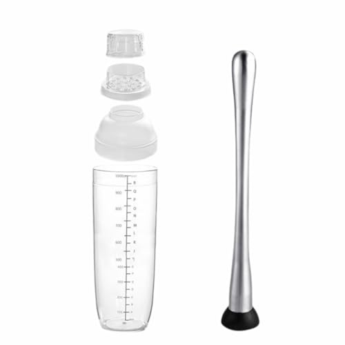 Shaker per cocktail in plastica, miscelatore per bevande con martello rompighiaccio, shaker in plastica, strumento di miscelazione per tè, caffè, latte boba.