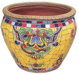 SnamicE Farbiger Blumentopf aus Keramik für drinnen und draußen, großer Blumentopf, schöne Blumentöpfe für drinnen und draußen, für Blumen und Zimmerpflanzen, dekorativer Blument,23 * 19CM