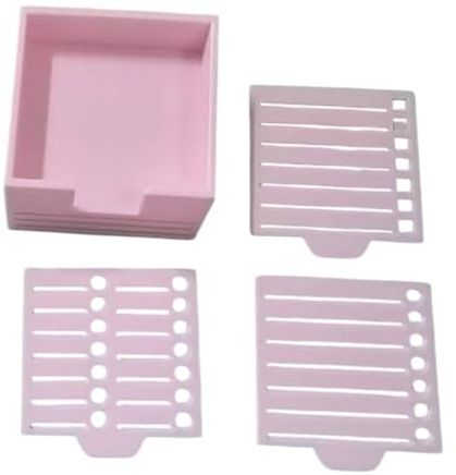 Amagogo Sticky Note Holder mit Schablonen -Memo -Papierspeicherbox Praktische Geschenke einfach zu verwenden Mehrzwecknotizenspender für die Schule, Rosa