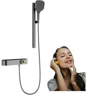 WRJAHCG Mitigeur Baignoire Multifonctionnel Panneau Douche,Colonne De Douche Thermostatique avec Douchette,Réglable en Hauteur Mitigeur Douche,Gris,2nd Gear