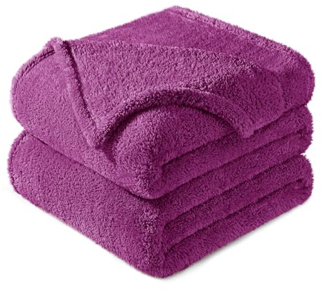 Exclusivo Mezcla Kuscheldecke Flauschig Fleecedecke Tagedecke 220x240 cm | Fleece Decke für Sofa und Bett, Kuschelige Wohndecke als Bettüberwurf, Plüschdecke für alle Jahreszeiten, Lila