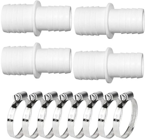 Idota 4 adattatori per piscina da 32 a 38 mm, connettore per tubo da 32 a 38 mm, adattatore per tubo per piscina con 8 fascette in acciaio inox (4 pezzi da 32 a 38 mm)