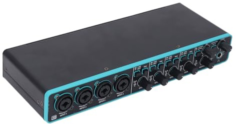 CHICIRIS Interface Professionnelle Interface d'enregistrement USB 24bit / 192 KHz Carte Son de Studio avec 48V Phantom Power for MIC Guitar Podcast