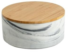 Bamboo Sea Poubelle de bureau Poubelle en céramique avec couvercle – Petite poubelle décorative for salon, table basse et bureau(White)