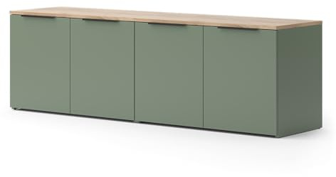 Vicco Conjunto de salón Wido, Verde, 2 Partes, para el Almacenamiento y la presentación de Dispositivos Multimedia