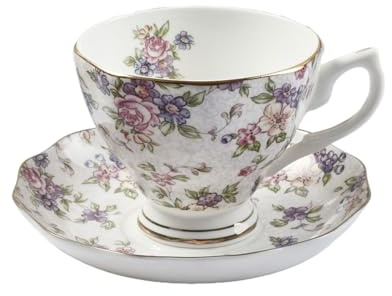 XYUERU Juego de tazas de café de porcelana, taza de té vintage de porcelana china con diseño floral, taza de café de cerámica, elegante for el hogar, la oficina y el restaurante.