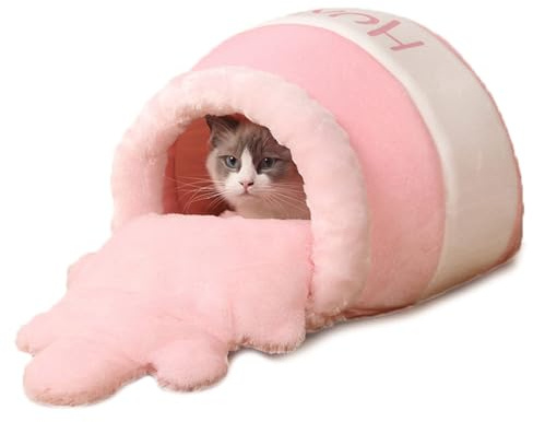 Niche pour chat - Lavable - En forme de pot à miel - Pour l'extérieur - Résistant à l'hiver - Avec fond antidérapant - Pour chats et petits chiens - Rose