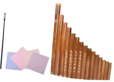 HIAKDOFT Panflöte aus Bambus Umweltfreundlich Geruchsneutral Robustes Holzblasinstrument für Anfänger und Musikliebhaber Handliche mit Reinigungsstab und Tuch Natürliche Zufällige Farbe