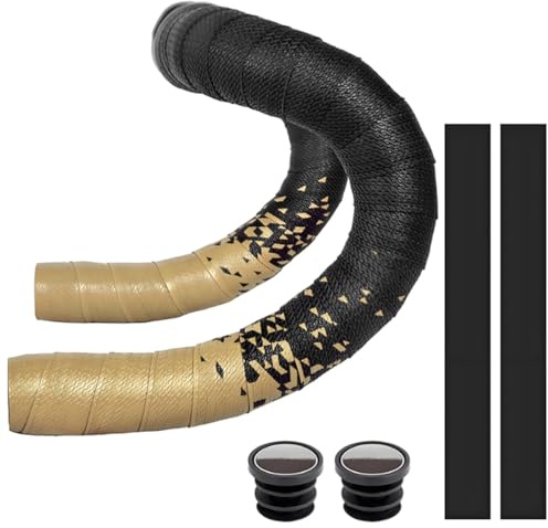 LKRXW 2 Rouleaux Ruban de Guidon de Vélo PU Cuir Antidérapant Bande pour Guidon de Route Confortable Respirant Cyclisme Bande Absorbant Les Chocs Autocollant Ruban avec 2 Bouchons