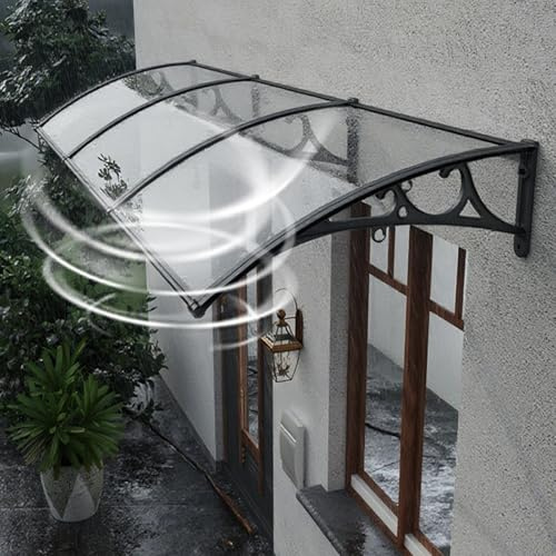 Auvent de Porte et Fenêtres en Polycarbonate,Marquise Solaire Abri Transparent, Marquise d'accueil Résistante aux UV,Toit Abri Insonorisant,pour Extérieur Garage Balcon (80x80cm/32 x32)