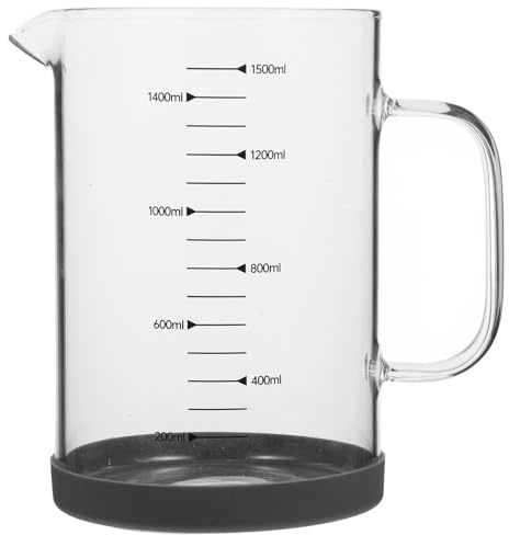 EXAOMBLE Taza Medidora de Café y Leche de 1500 Ml Graduaciones, Jarra de Vidrio para Uso Diario en Cocina