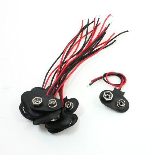 sourcing map noir rouge court câble connexion 9V pile agrafes Connecteur Boucle 10 Pcs
