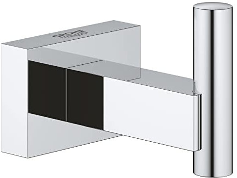 GROHE Essentials Cube, Bademantelhaken mit verdeckte Befestigung (langlebige und pflegeleichte Oberfläche, einfache Montage), chrom, 40511001