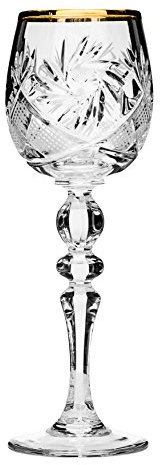 Victoria Bella™ WG7565G, 2 Oz. Hand-Made Crystal Cut Sherry Glasses, 24K Gold-Plated Classic Vintage Liqueur Cordial Glasses, Wedding Gift Drinkware, Set of 6