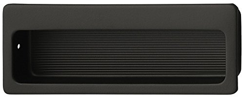 Gedotec Poignée de meuble coulissante en forme de coquillage | Pour portes et tiroirs - H1731 | Métal noir mat | Longueur : 75 mm | Design à encastrer et à coller | 1 Pièce