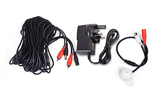 Tonton High Sensitive Weatherproof Preamp Microphone Audio Pickup Device Sound Voice Pickup Kit with 60 Feet (18.3m) Extension Cable and 12V 2A Power Supply for CCTV Surveillance Camera System
