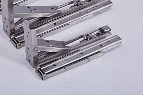 Lot de 2 charnières pliables robustes - Angle de pliage - En acier inoxydable - Avec une grande capacité de charge - Différentes tailles (24,5 x 11 x 1 cm, argenté)