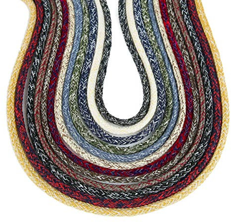 Cushion Drawstring 100% Cotton Cord, 6mm Round Braided Piping in Unique 2 Tone Marl Effect. 12 Colors for Apparels, Hoddies, Crafts. Gunmetal Hoddie Toggle End Stoppers Option