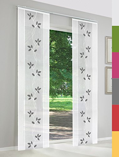 Schiebegardinen nach Maß, Gardinen, hochqualitative Wertarbeit, Maßanfertigung, Flächenvorhang, Schiebevorhang, Raumteiler, halbtransparent, inkl. Laufwagen (245cm Höhe x 60cm Breite / Schwarz)