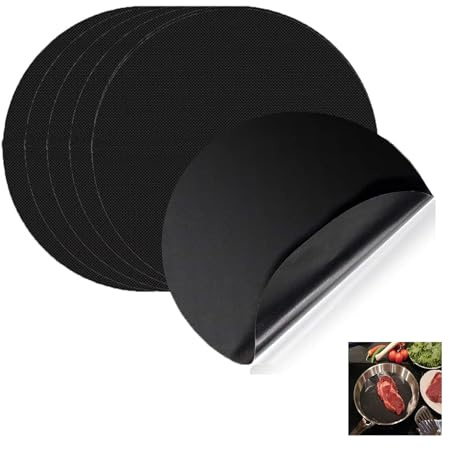 Deror 10 Stück Grillmatte, 24 cm Durchmesser, Hochtemperaturwerkzeuge, Antihaftmatte, wiederverwendbar, Bratpfanne, Grill, Backmatte, Blatt, Backöl, Küchenstempel