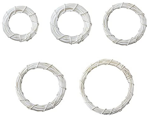 Niuirb Rattan-Kranz-Rahmen, Weinrebenkranz, Ring, Weihnachten, Weidenkranz, Rahmen, Ranke, Ast, Kranz für Heimwerker, Weihnachten, Basteln, Hochzeit, Urlaub, Dekoration, 5 Stück